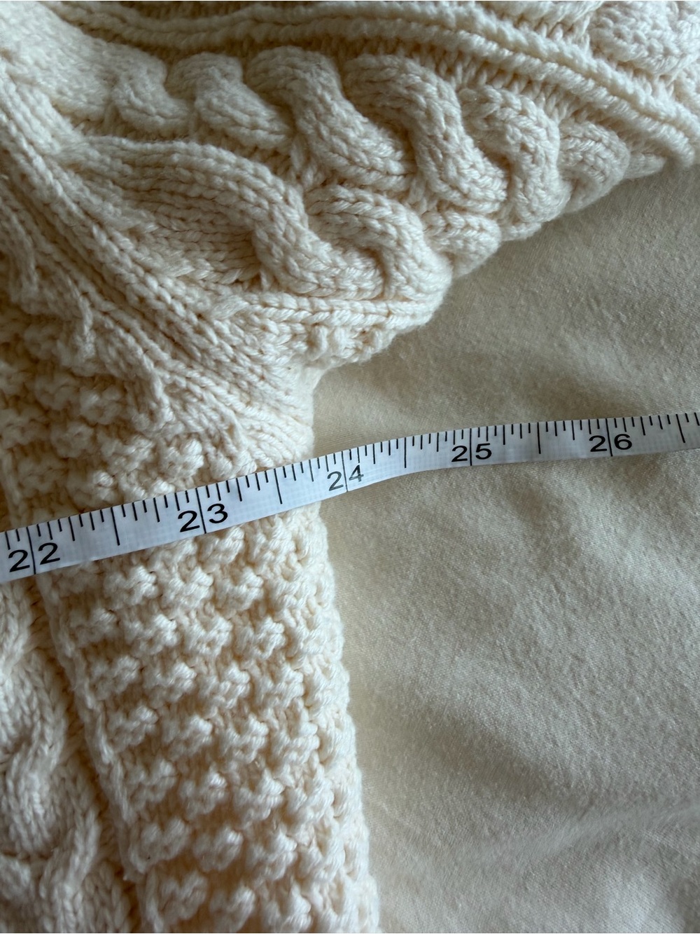 Few Moda Caara “Julianna” Cream Cable-Knit Button Cotton Cardigan Sweater - Picture 9 of 9